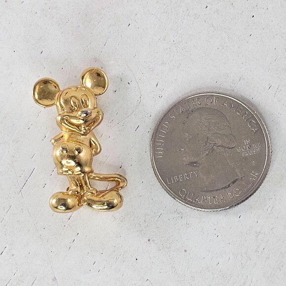 Gold-Toned Vintage Disney Designs Mickey Mouse Pin Brooch - Picture 5 of 5